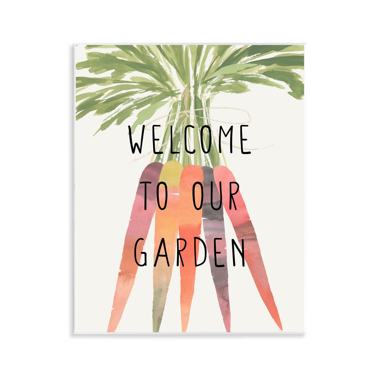 Stupell Industries Welcome Garden with Carrots Wall Plaque Art Design by Annie Warren